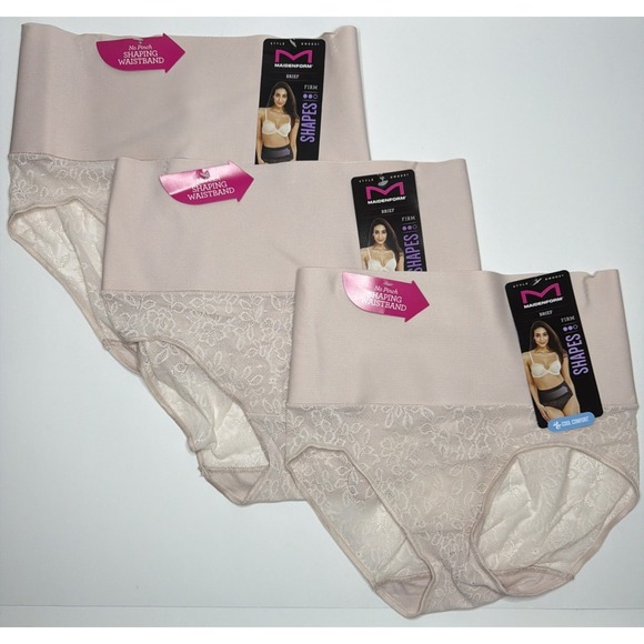 Maidenform Other - MAIDENFORM Cool Comfort Tame Tummy Sand Lace Brief Firm Control Panty LG 3 PACK